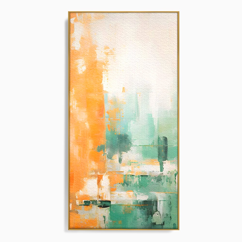 Tablou Canvas Premium LuxCanva® A1605, Imbratisare De Contrast , Living, Abstract, Decorativ, Orange, Dormitor, Culori Vibrante