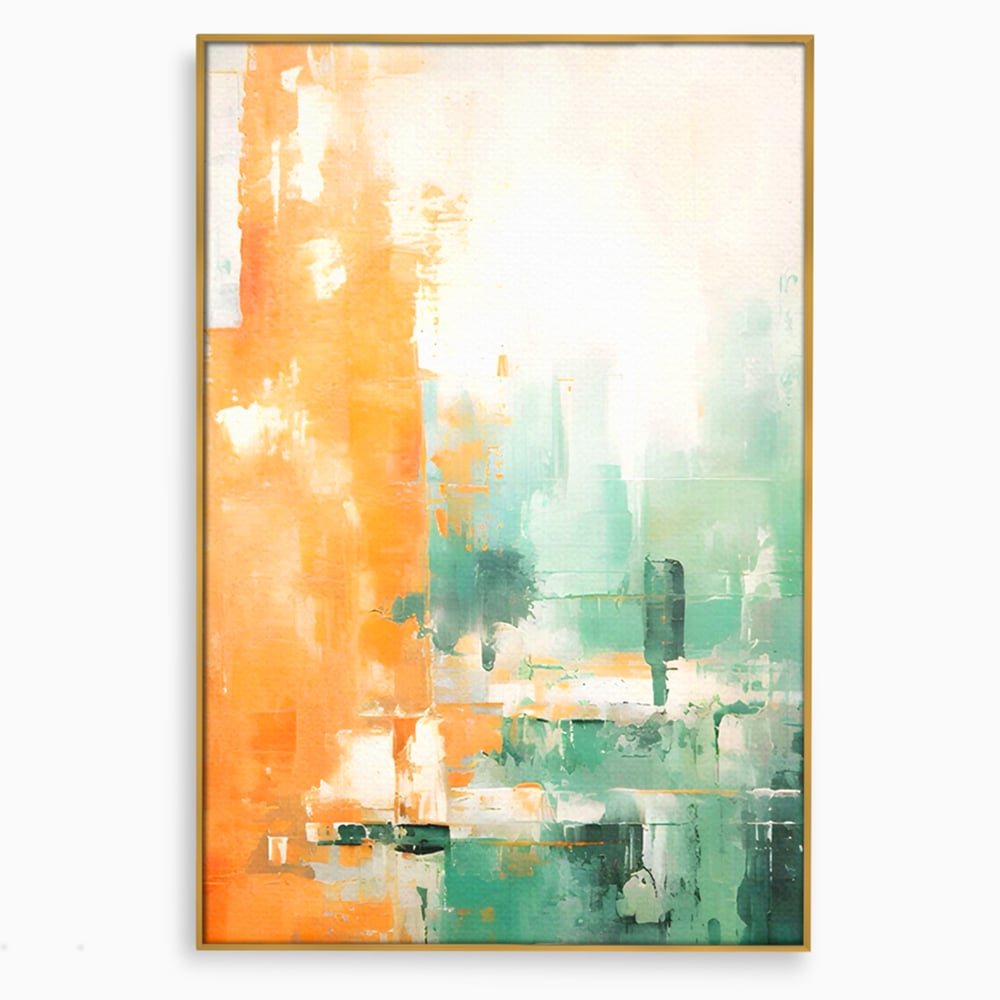 Tablou Canvas Premium LuxCanva® A1605, Imbratisare De Contrast , Living, Abstract, Decorativ, Orange, Dormitor, Culori Vibrante