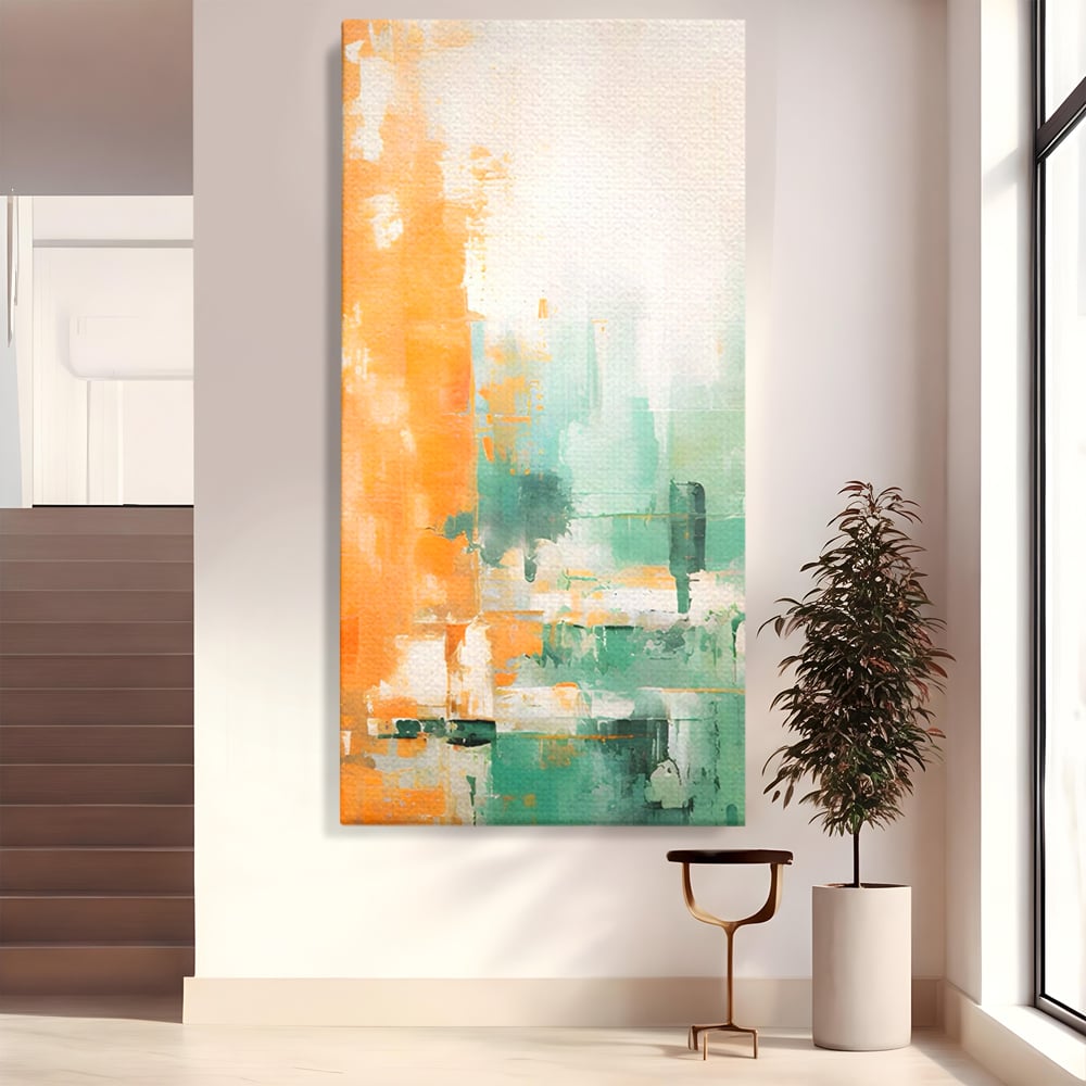 Tablou Canvas Premium LuxCanva® A1605, Imbratisare De Contrast , Living, Abstract, Decorativ, Orange, Dormitor, Culori Vibrante