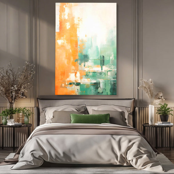 Tablou Canvas Premium LuxCanva® A1605, Imbratisare De Contrast , Living, Abstract, Decorativ, Orange, Dormitor, Culori Vibrante