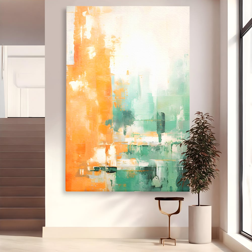 Tablou Canvas Premium LuxCanva® A1605, Imbratisare De Contrast , Living, Abstract, Decorativ, Orange, Dormitor, Culori Vibrante