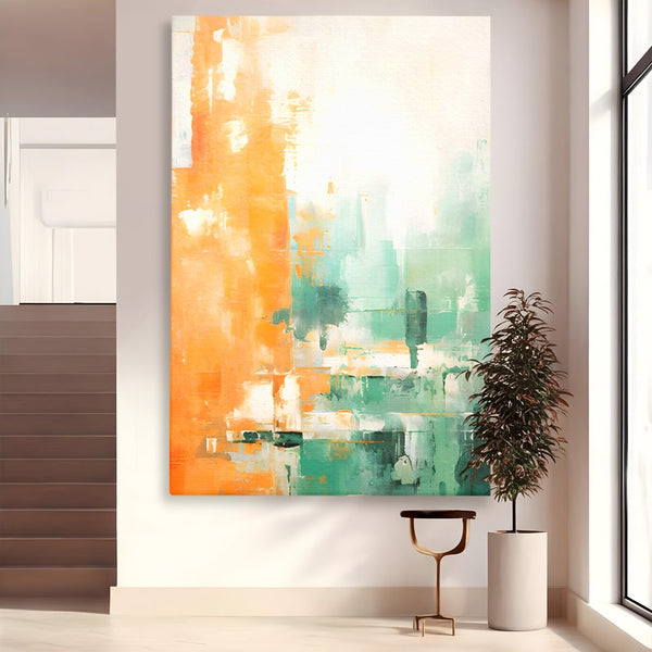 Tablou Canvas Premium LuxCanva® A1605, Imbratisare De Contrast , Living, Abstract, Decorativ, Orange, Dormitor, Culori Vibrante
