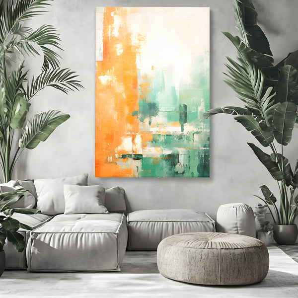 Tablou Canvas Premium LuxCanva® A1605, Imbratisare De Contrast , Living, Abstract, Decorativ, Orange, Dormitor, Culori Vibrante