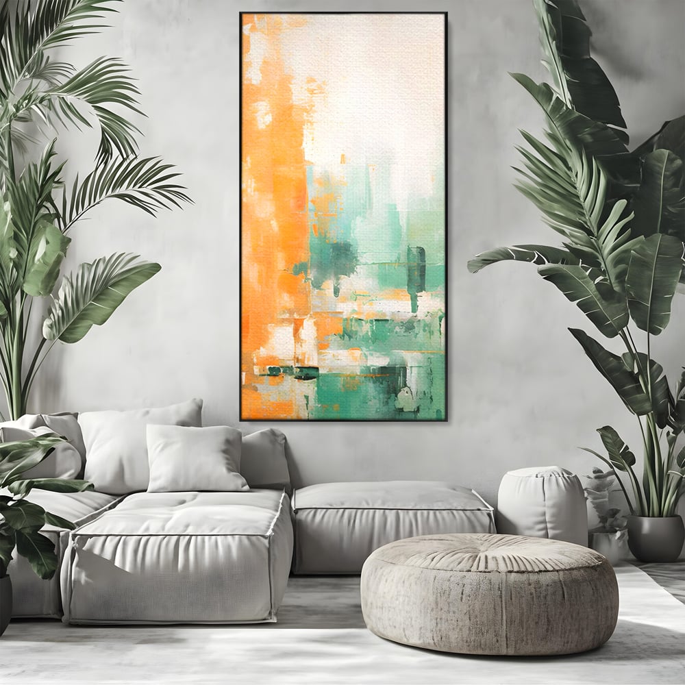 Tablou Canvas Premium LuxCanva® A1605, Imbratisare De Contrast , Living, Abstract, Decorativ, Orange, Dormitor, Culori Vibrante