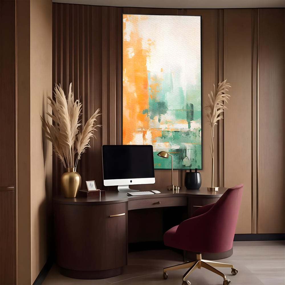Tablou Canvas Premium LuxCanva® A1605, Imbratisare De Contrast , Living, Abstract, Decorativ, Orange, Dormitor, Culori Vibrante