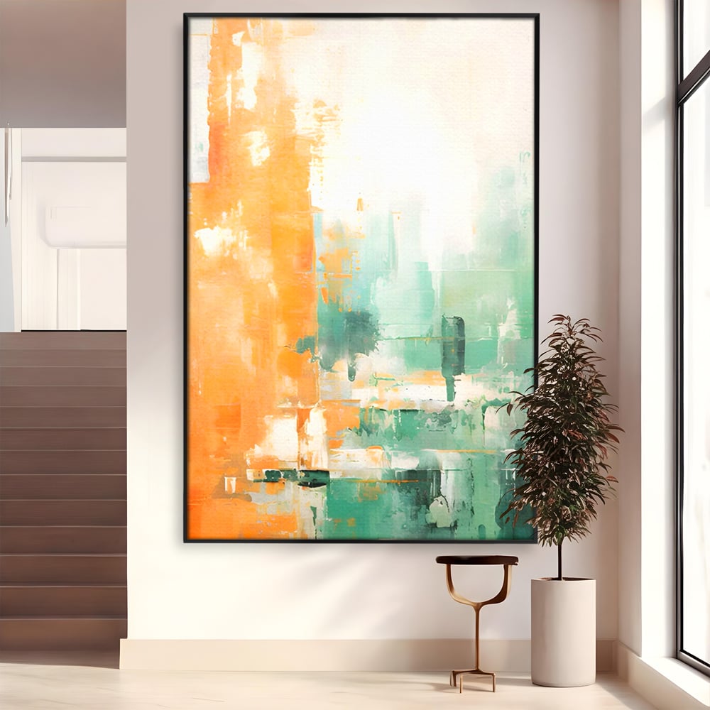 Tablou Canvas Premium LuxCanva® A1605, Imbratisare De Contrast , Living, Abstract, Decorativ, Orange, Dormitor, Culori Vibrante