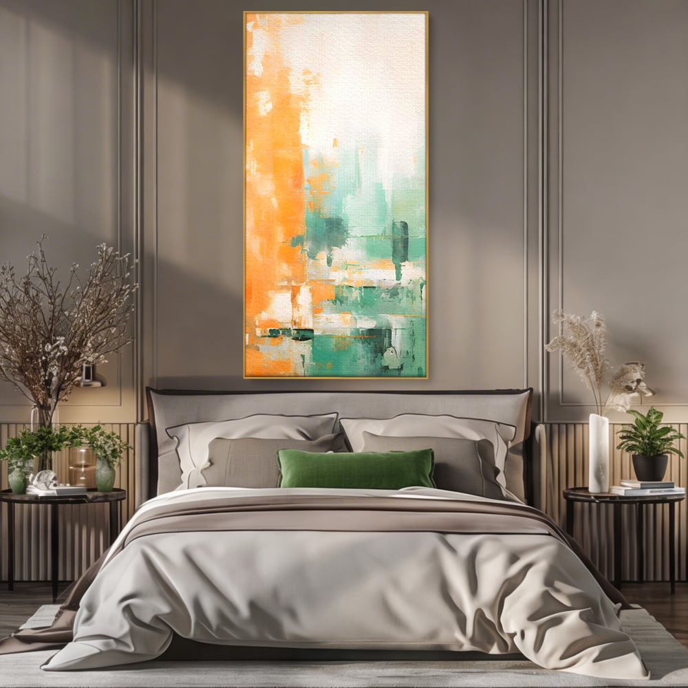Tablou Canvas Premium LuxCanva® A1605, Imbratisare De Contrast , Living, Abstract, Decorativ, Orange, Dormitor, Culori Vibrante