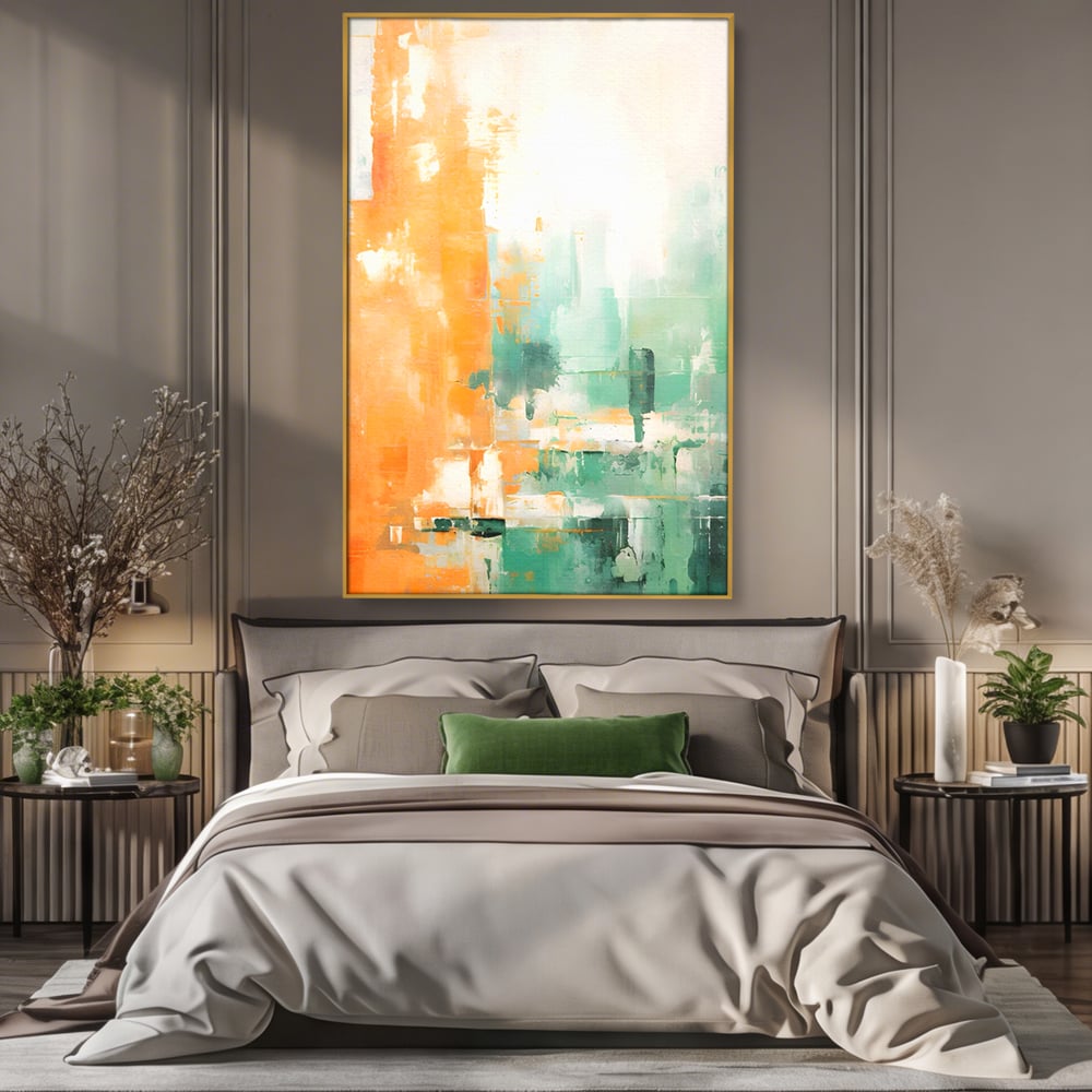 Tablou Canvas Premium LuxCanva® A1605, Imbratisare De Contrast , Living, Abstract, Decorativ, Orange, Dormitor, Culori Vibrante