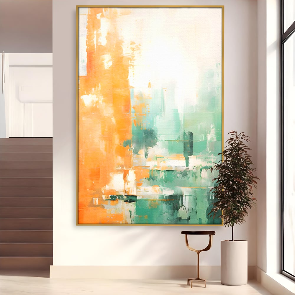 Tablou Canvas Premium LuxCanva® A1605, Imbratisare De Contrast , Living, Abstract, Decorativ, Orange, Dormitor, Culori Vibrante