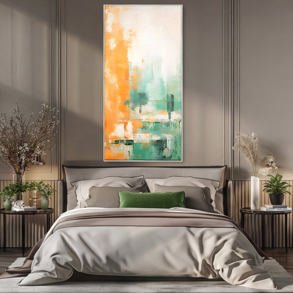 Tablou Canvas Premium LuxCanva® A1605, Imbratisare De Contrast , Living, Abstract, Decorativ, Orange, Dormitor, Culori Vibrante