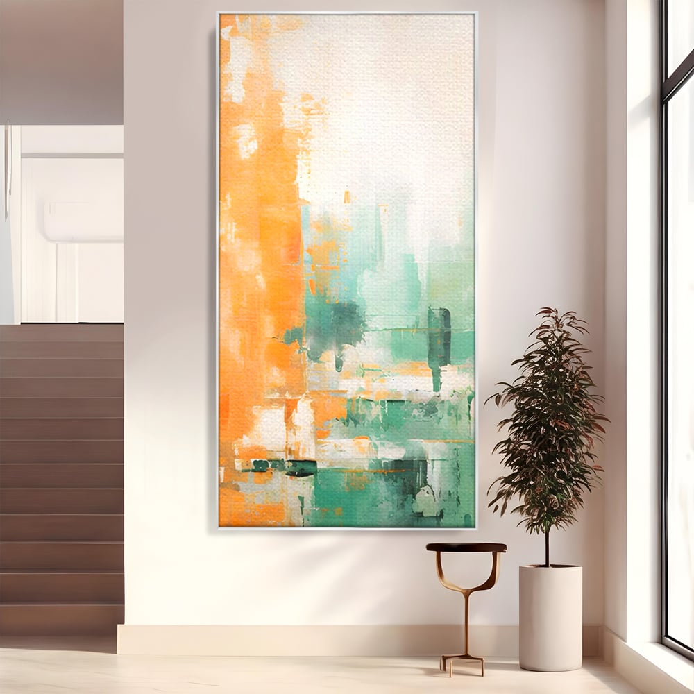 Tablou Canvas Premium LuxCanva® A1605, Imbratisare De Contrast , Living, Abstract, Decorativ, Orange, Dormitor, Culori Vibrante