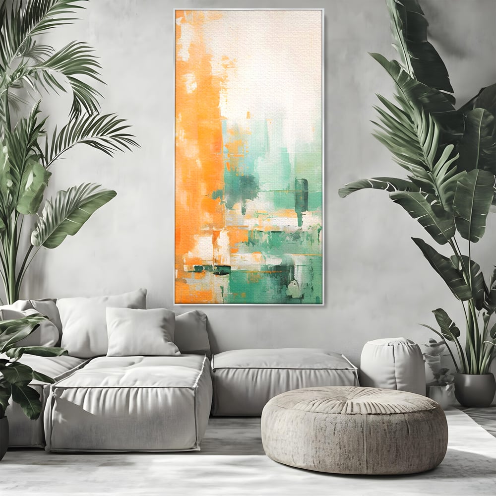 Tablou Canvas Premium LuxCanva® A1605, Imbratisare De Contrast , Living, Abstract, Decorativ, Orange, Dormitor, Culori Vibrante