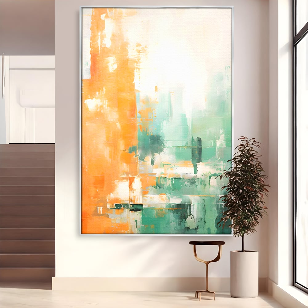 Tablou Canvas Premium LuxCanva® A1605, Imbratisare De Contrast , Living, Abstract, Decorativ, Orange, Dormitor, Culori Vibrante