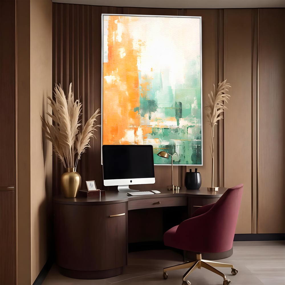 Tablou Canvas Premium LuxCanva® A1605, Imbratisare De Contrast , Living, Abstract, Decorativ, Orange, Dormitor, Culori Vibrante