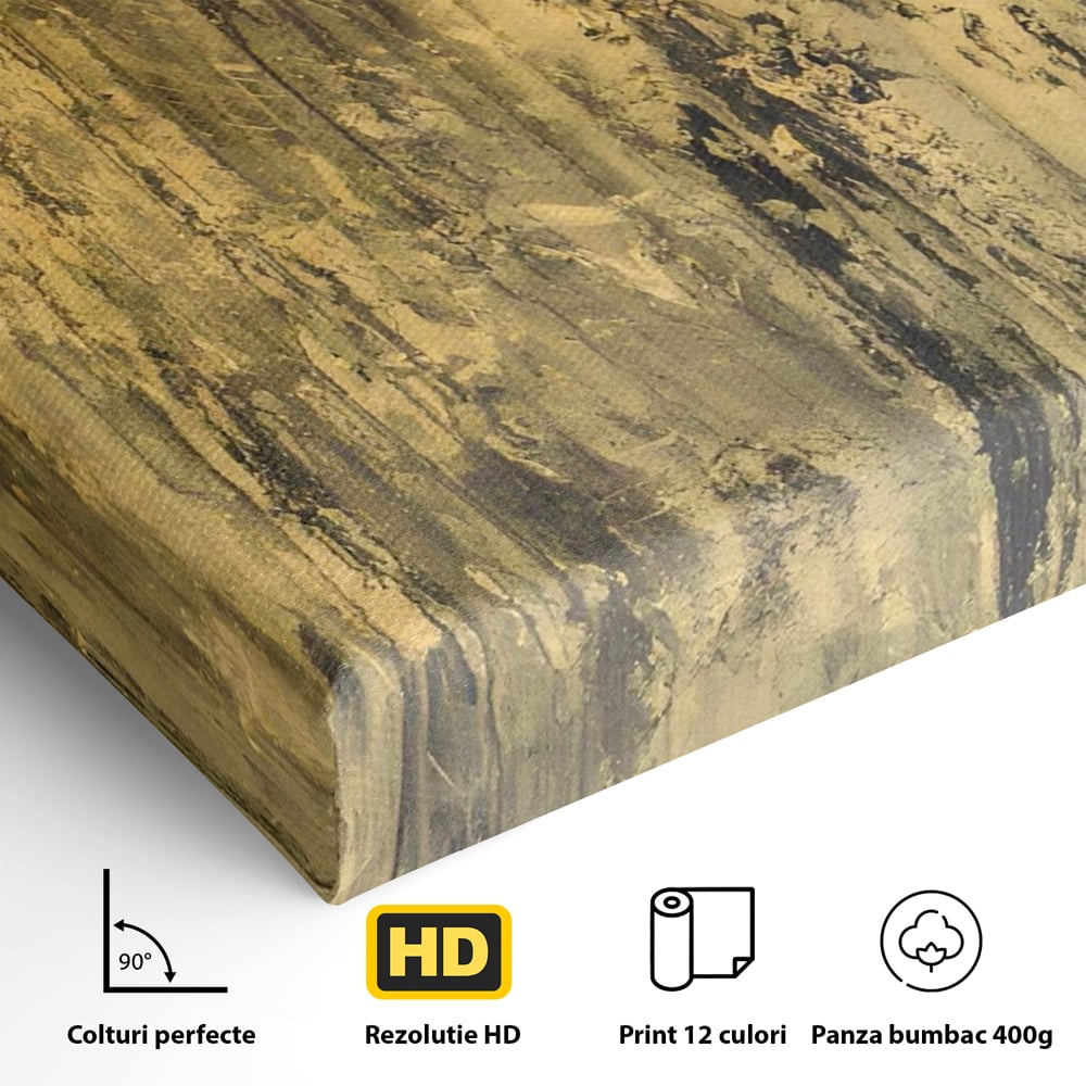 Tablou Canvas Premium LuxCanva® A1606, Vibratie Gold , Living, Abstract, Decorativ, Auriu, Dormitor, Culori Vibrante