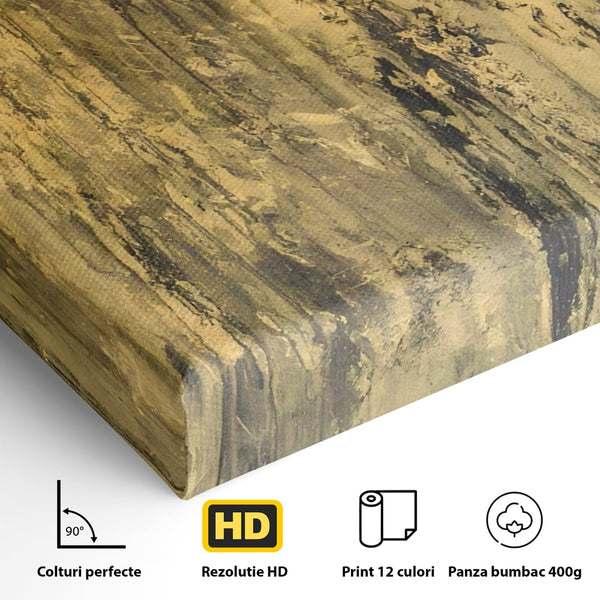 Tablou Canvas Premium LuxCanva® A1606, Vibratie Gold , Living, Abstract, Decorativ, Auriu, Dormitor, Culori Vibrante