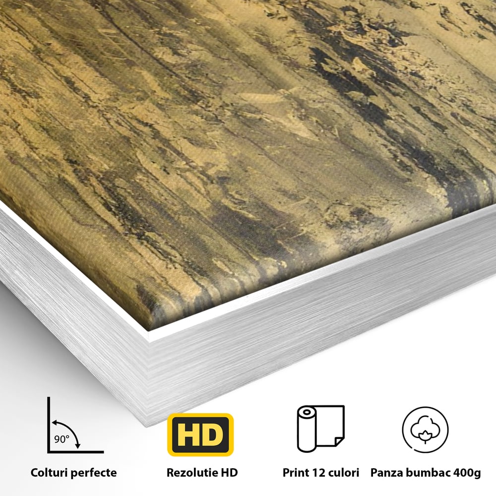 Tablou Canvas Premium LuxCanva® A1606, Vibratie Gold , Living, Abstract, Decorativ, Auriu, Dormitor, Culori Vibrante