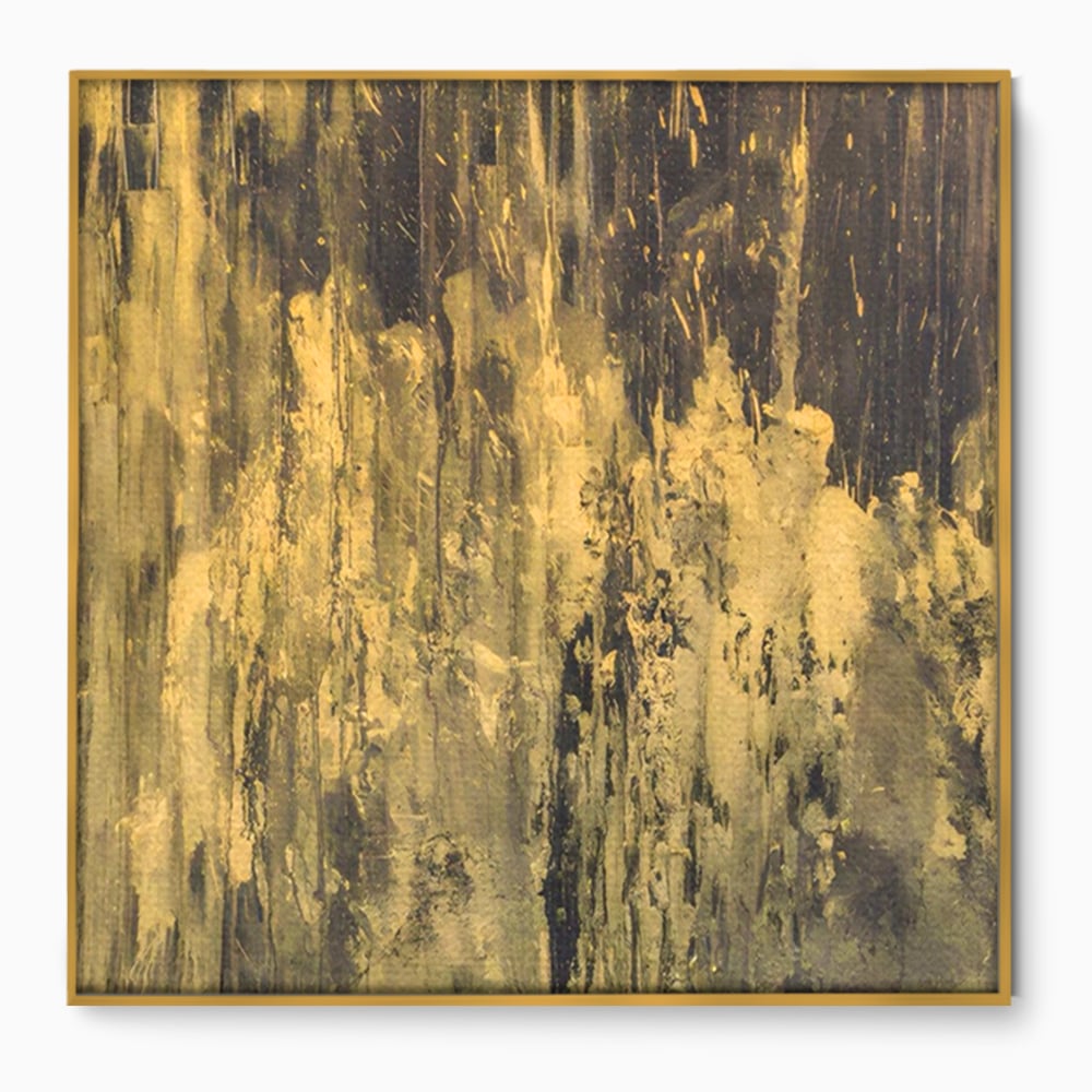 Tablou Canvas Premium LuxCanva® A1606, Vibratie Gold , Living, Abstract, Decorativ, Auriu, Dormitor, Culori Vibrante