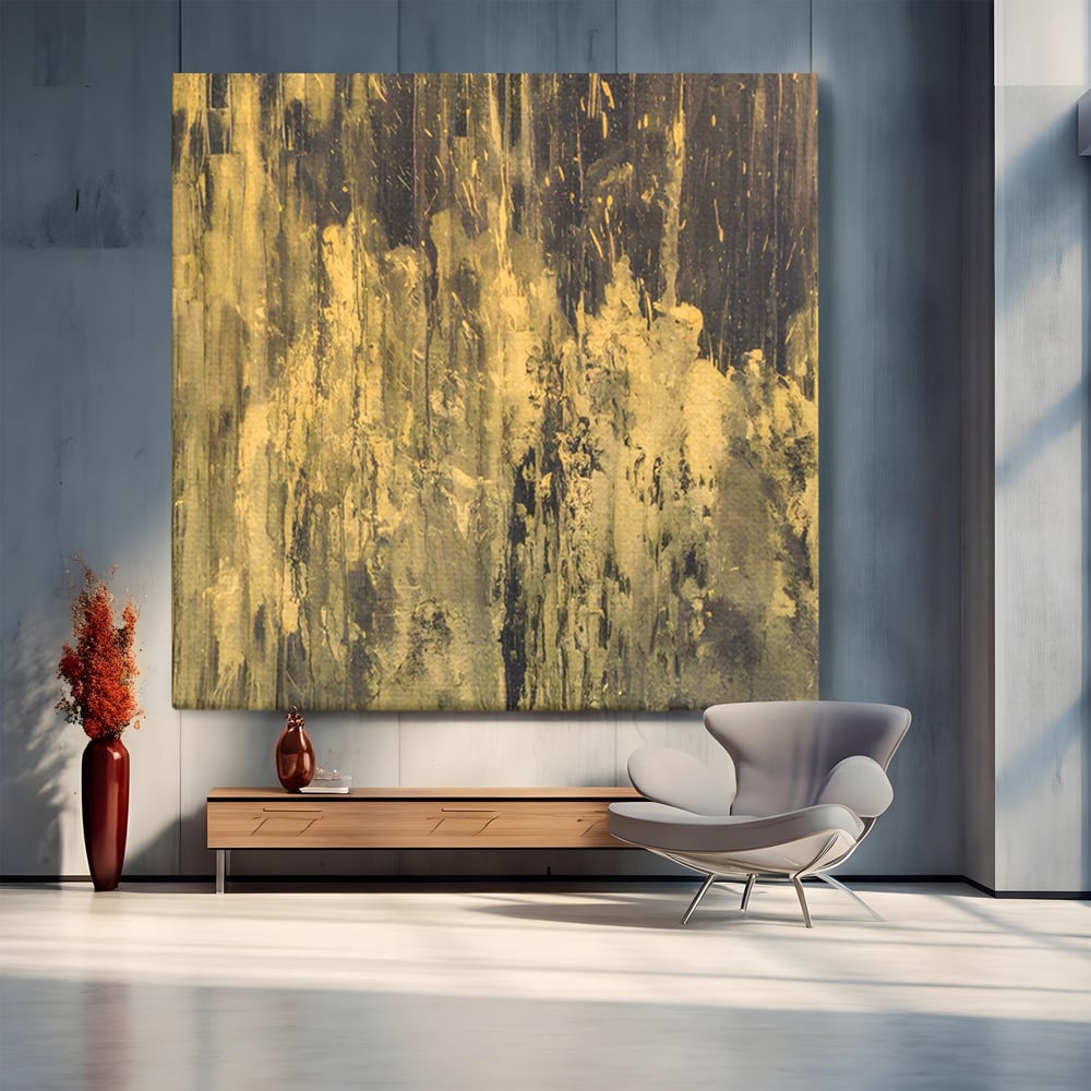 Tablou Canvas Premium LuxCanva® A1606, Vibratie Gold , Living, Abstract, Decorativ, Auriu, Dormitor, Culori Vibrante