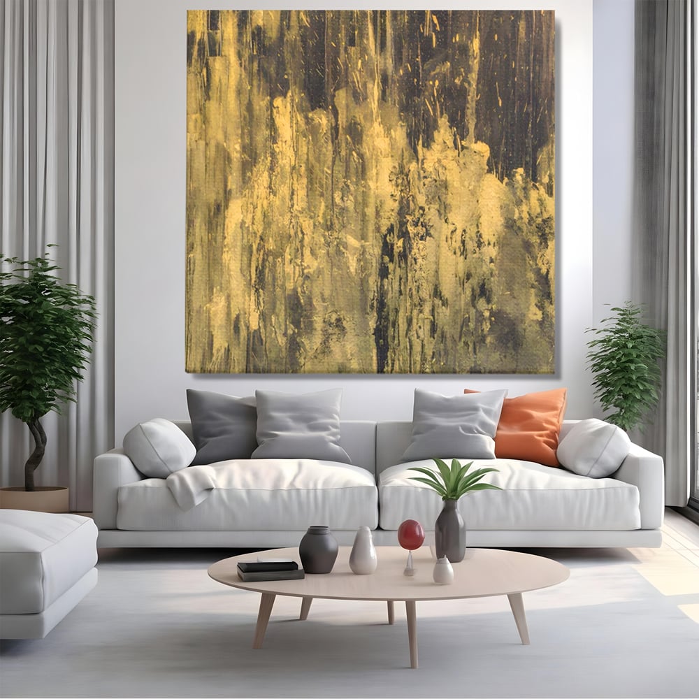 Tablou Canvas Premium LuxCanva® A1606, Vibratie Gold , Living, Abstract, Decorativ, Auriu, Dormitor, Culori Vibrante