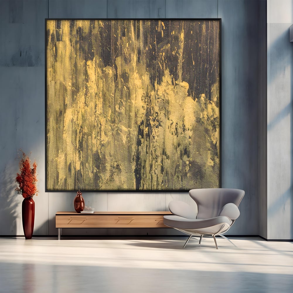 Tablou Canvas Premium LuxCanva® A1606, Vibratie Gold , Living, Abstract, Decorativ, Auriu, Dormitor, Culori Vibrante