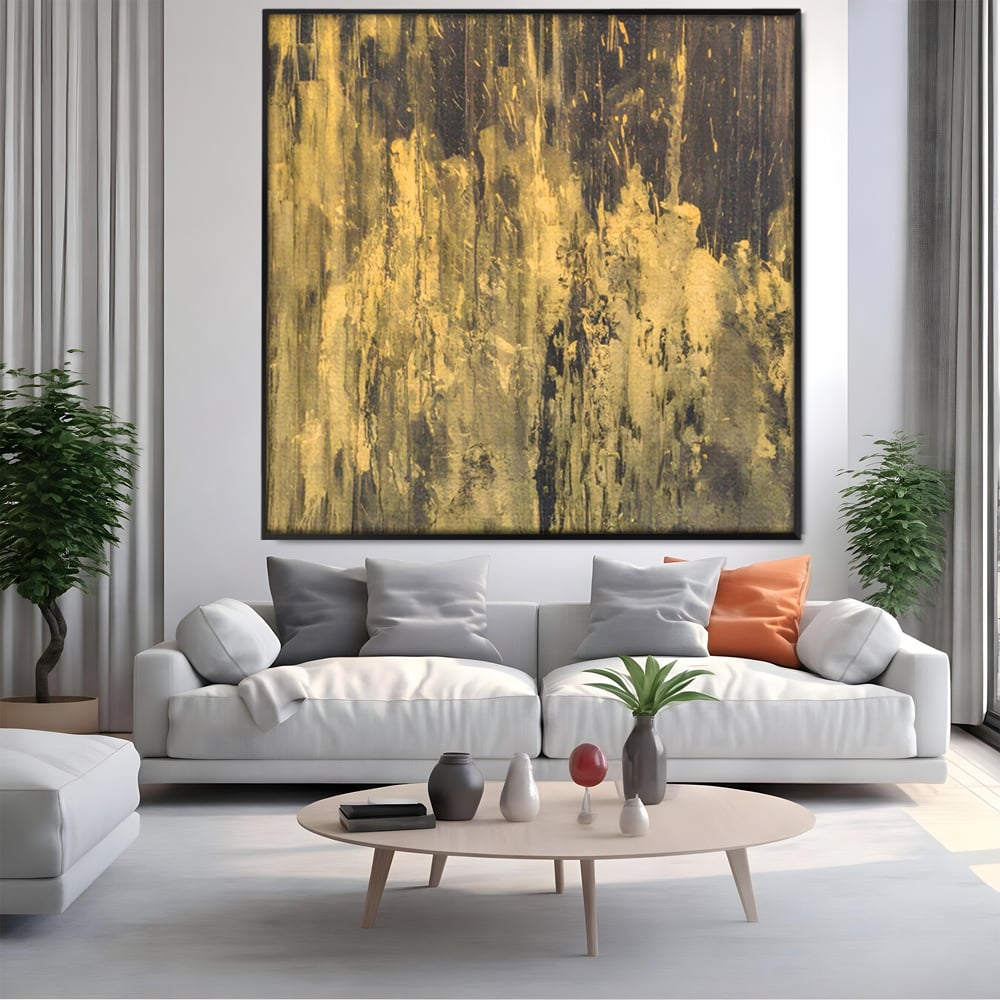 Tablou Canvas Premium LuxCanva® A1606, Vibratie Gold , Living, Abstract, Decorativ, Auriu, Dormitor, Culori Vibrante