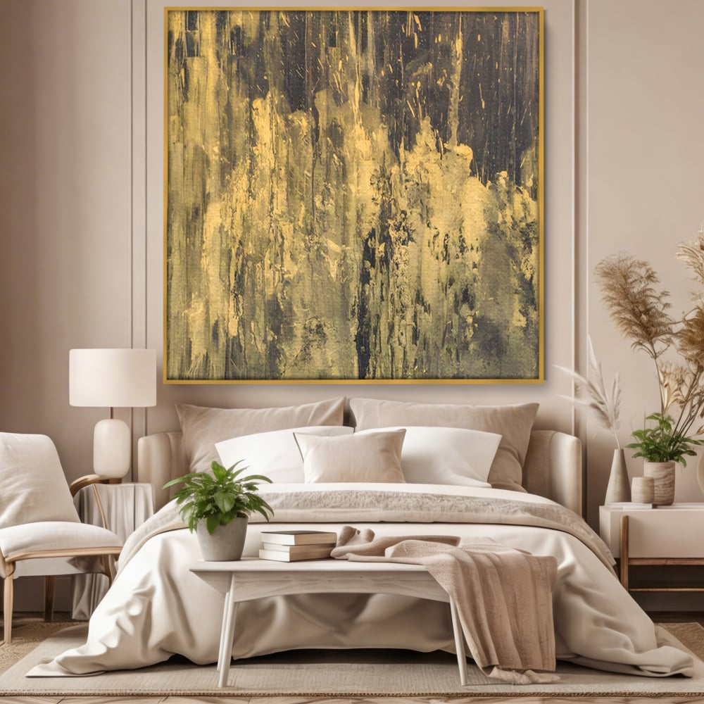 Tablou Canvas Premium LuxCanva® A1606, Vibratie Gold , Living, Abstract, Decorativ, Auriu, Dormitor, Culori Vibrante