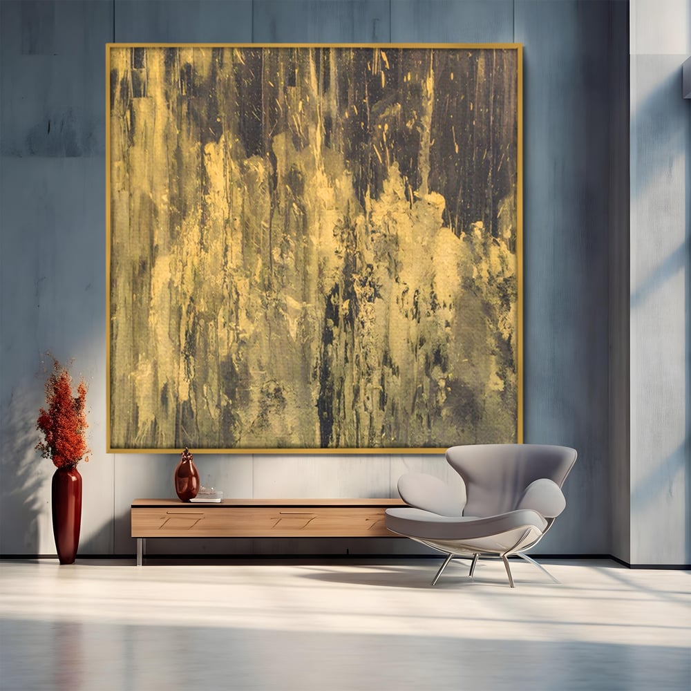 Tablou Canvas Premium LuxCanva® A1606, Vibratie Gold , Living, Abstract, Decorativ, Auriu, Dormitor, Culori Vibrante