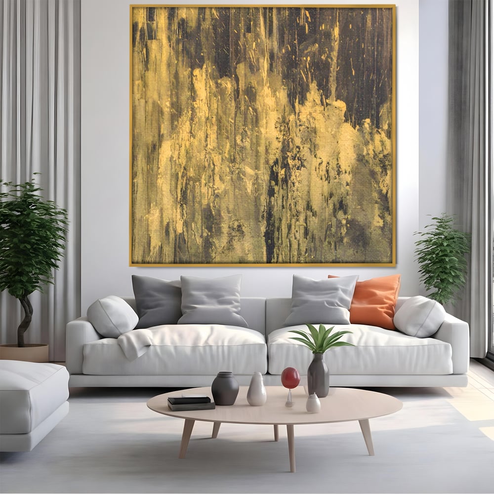 Tablou Canvas Premium LuxCanva® A1606, Vibratie Gold , Living, Abstract, Decorativ, Auriu, Dormitor, Culori Vibrante