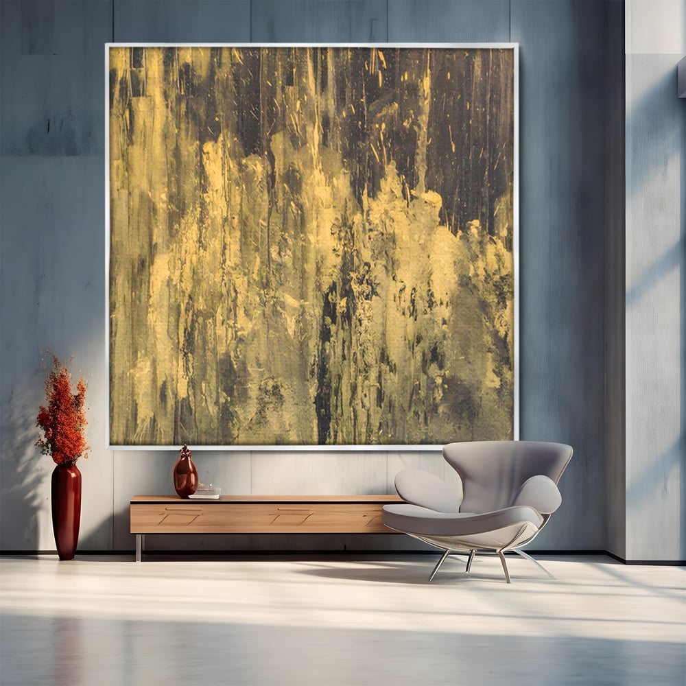Tablou Canvas Premium LuxCanva® A1606, Vibratie Gold , Living, Abstract, Decorativ, Auriu, Dormitor, Culori Vibrante