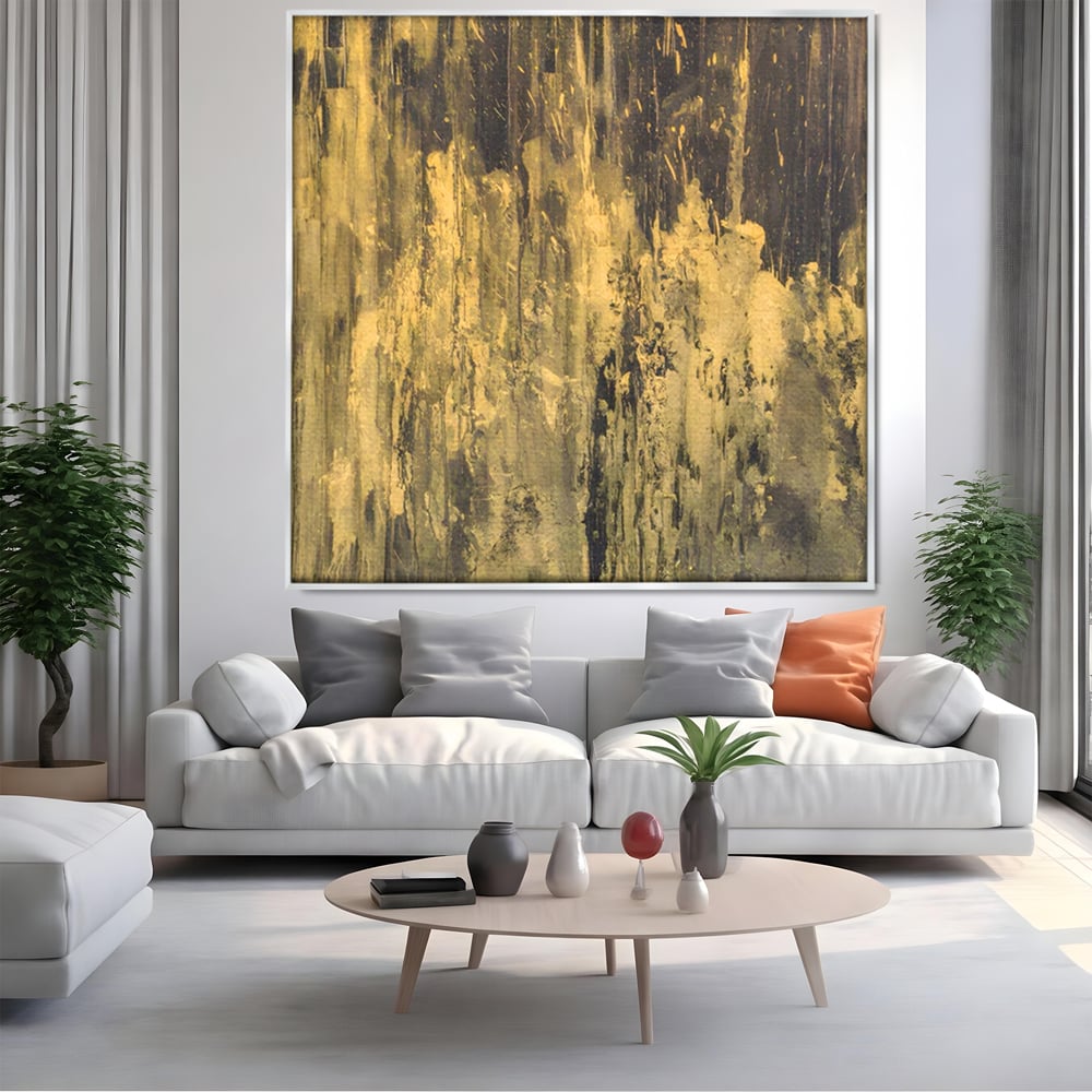 Tablou Canvas Premium LuxCanva® A1606, Vibratie Gold , Living, Abstract, Decorativ, Auriu, Dormitor, Culori Vibrante