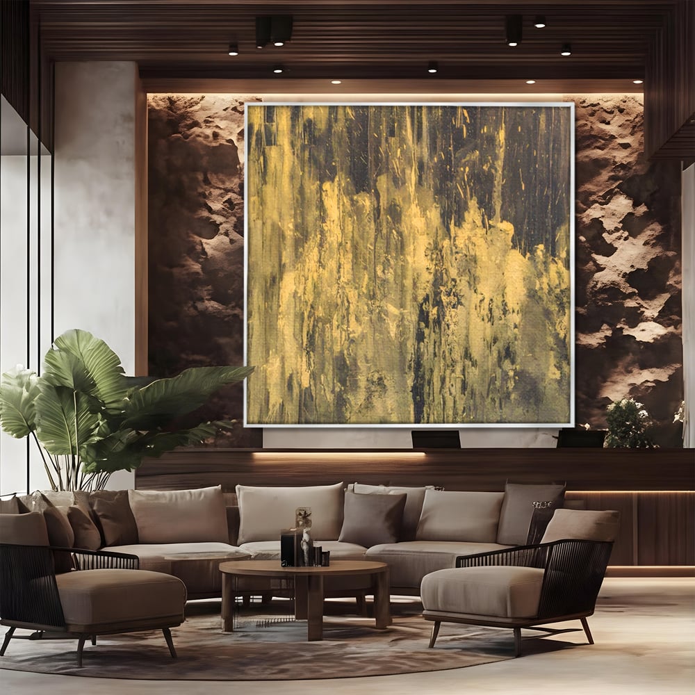 Tablou Canvas Premium LuxCanva® A1606, Vibratie Gold , Living, Abstract, Decorativ, Auriu, Dormitor, Culori Vibrante