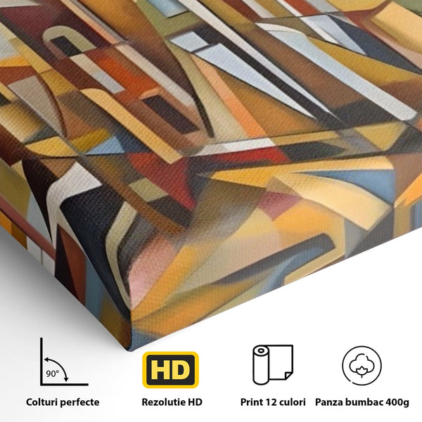 Tablou Canvas Premium LuxCanva® A1608, Oras Mozaic , Room, Abstract, Decorativ, Colorat, Dormitor, Culori Vibrante