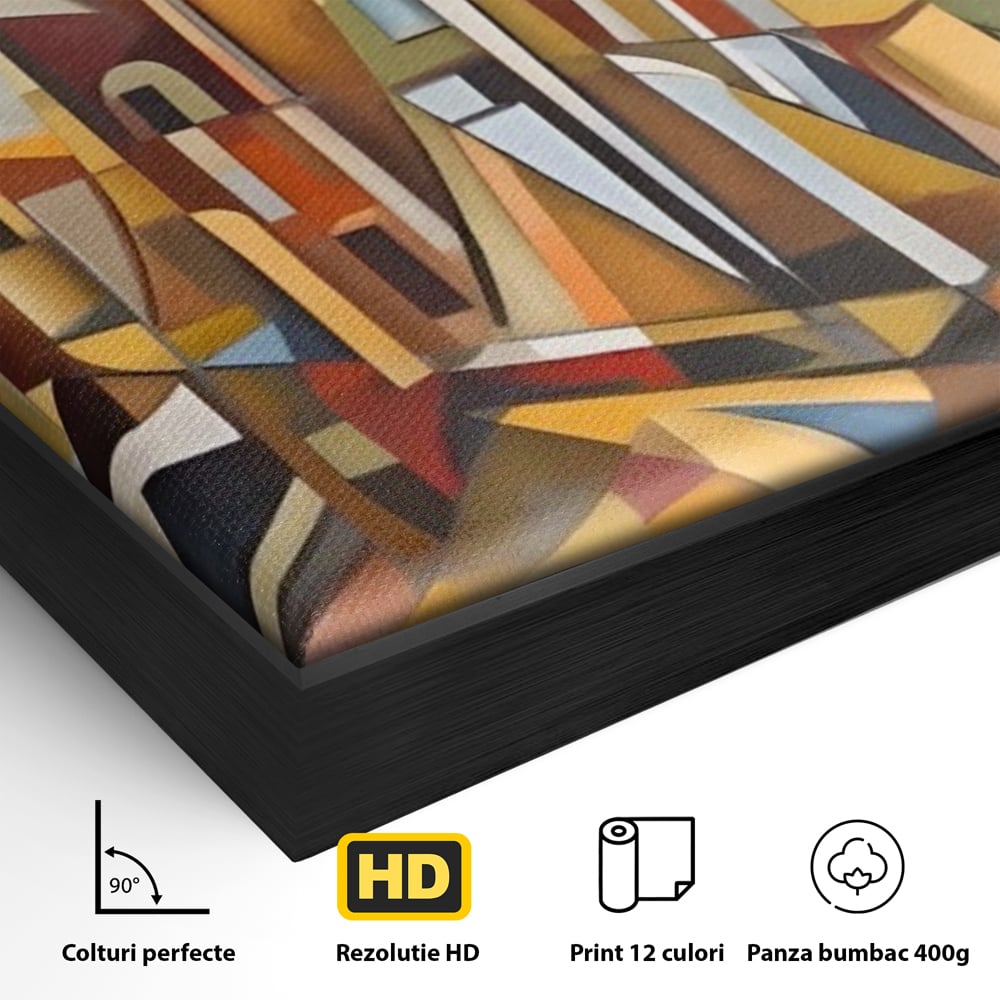 Tablou Canvas Premium LuxCanva® A1608, Oras Mozaic , Room, Abstract, Decorativ, Colorat, Dormitor, Culori Vibrante
