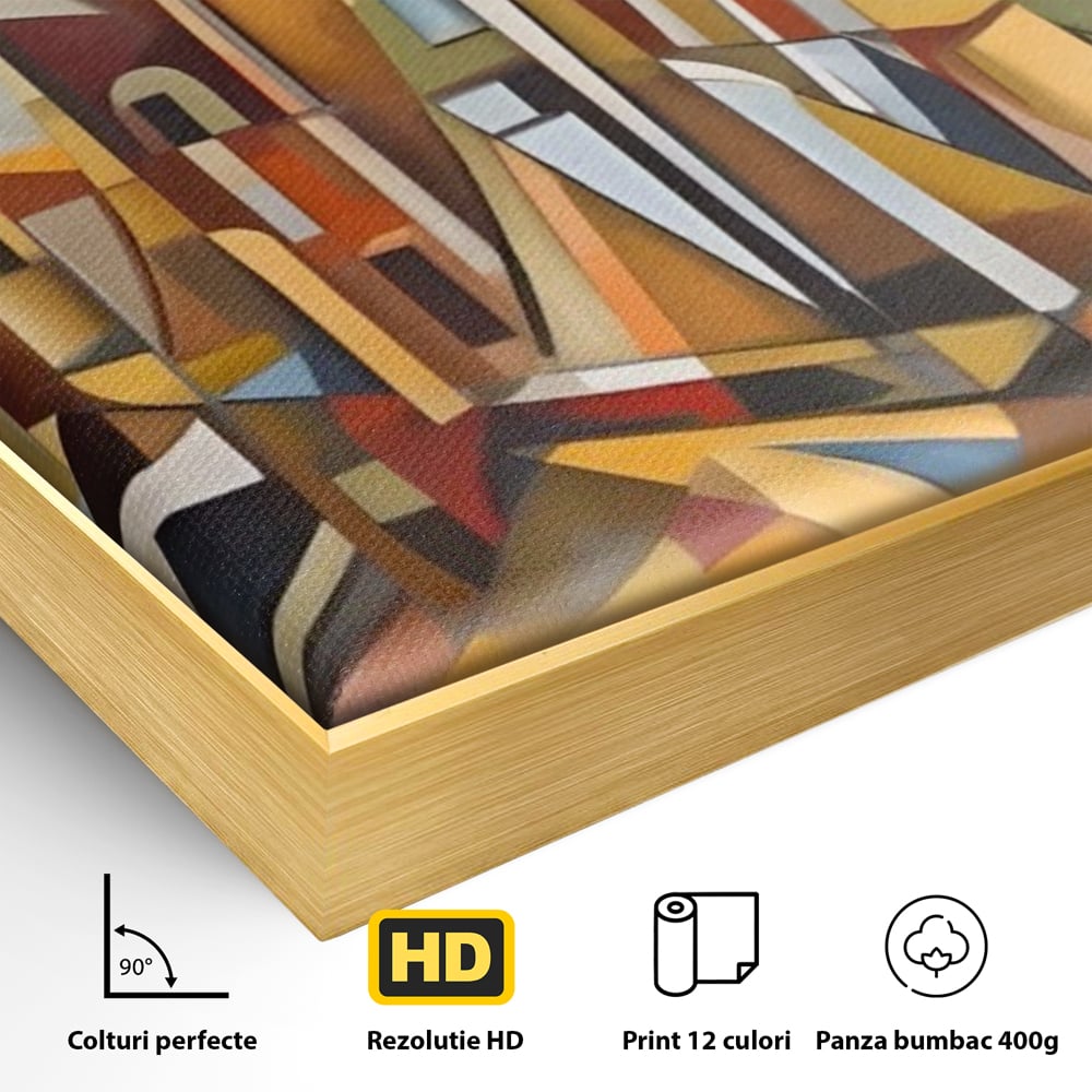 Tablou Canvas Premium LuxCanva® A1608, Oras Mozaic , Room, Abstract, Decorativ, Colorat, Dormitor, Culori Vibrante