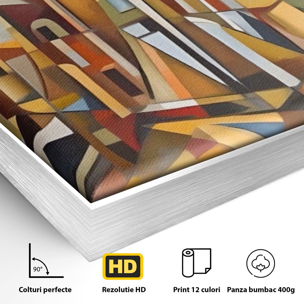 Tablou Canvas Premium LuxCanva® A1608, Oras Mozaic , Room, Abstract, Decorativ, Colorat, Dormitor, Culori Vibrante