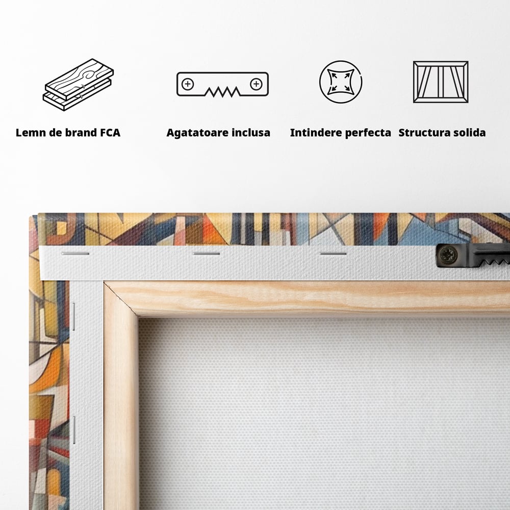 Tablou Canvas Premium LuxCanva® A1608, Oras Mozaic , Room, Abstract, Decorativ, Colorat, Dormitor, Culori Vibrante