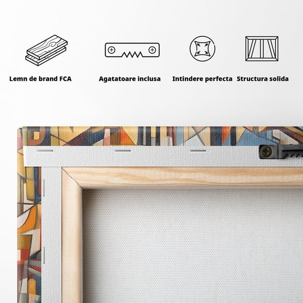 Tablou Canvas Premium LuxCanva® A1608, Oras Mozaic , Room, Abstract, Decorativ, Colorat, Dormitor, Culori Vibrante