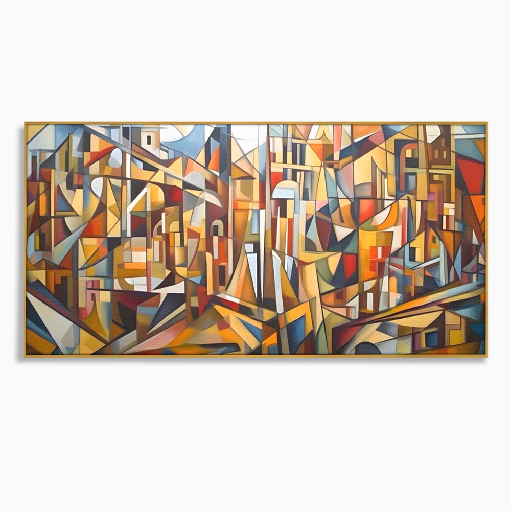 Tablou Canvas Premium LuxCanva® A1608, Oras Mozaic , Room, Abstract, Decorativ, Colorat, Dormitor, Culori Vibrante