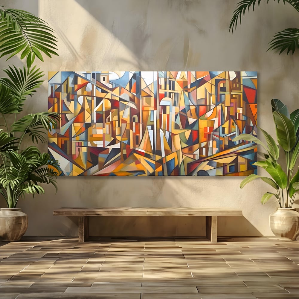 Tablou Canvas Premium LuxCanva® A1608, Oras Mozaic , Room, Abstract, Decorativ, Colorat, Dormitor, Culori Vibrante