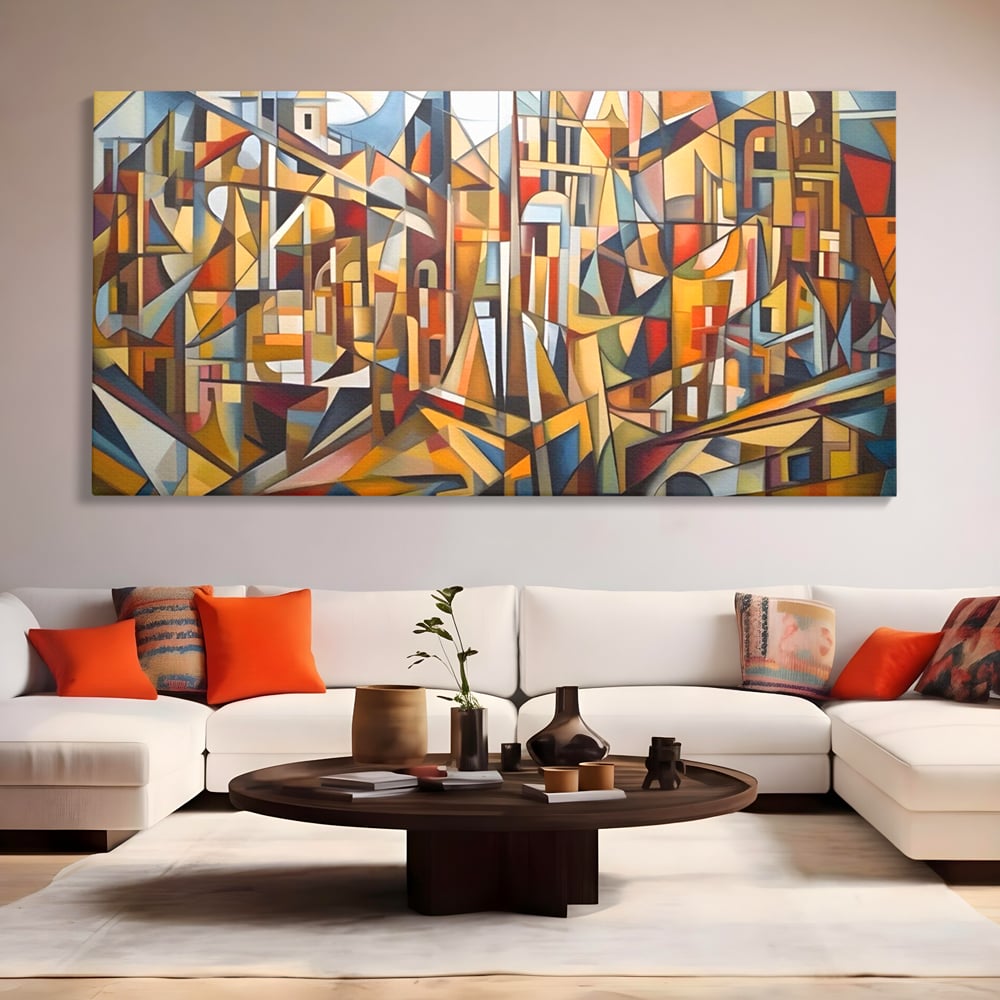 Tablou Canvas Premium LuxCanva® A1608, Oras Mozaic , Room, Abstract, Decorativ, Colorat, Dormitor, Culori Vibrante