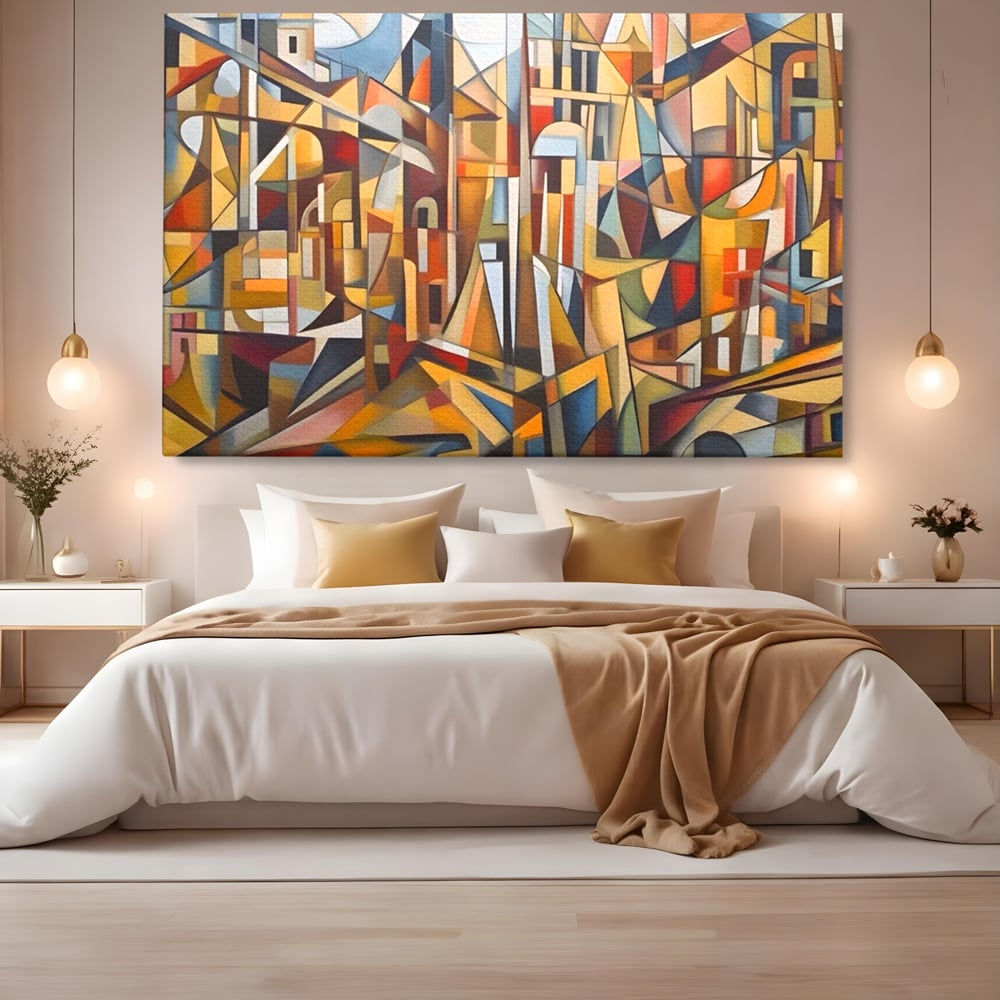 Tablou Canvas Premium LuxCanva® A1608, Oras Mozaic , Room, Abstract, Decorativ, Colorat, Dormitor, Culori Vibrante