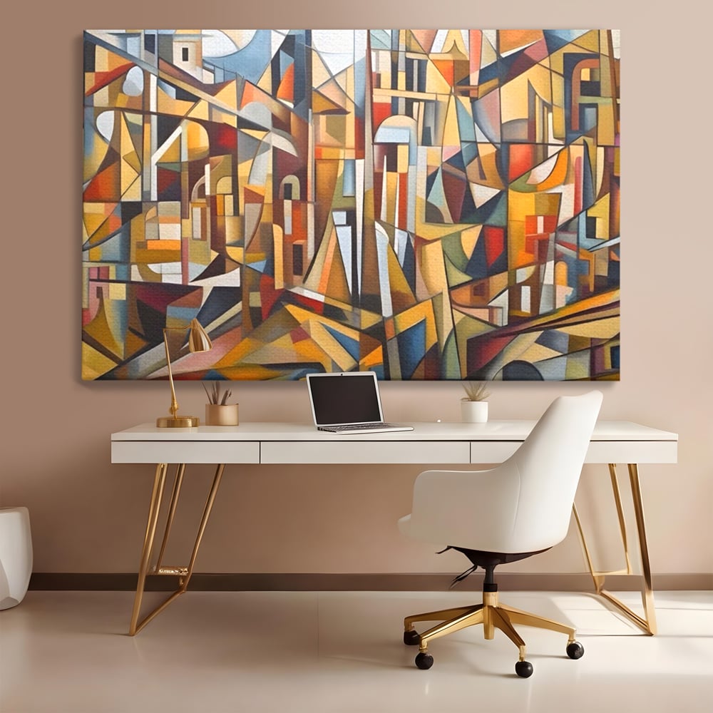 Tablou Canvas Premium LuxCanva® A1608, Oras Mozaic , Room, Abstract, Decorativ, Colorat, Dormitor, Culori Vibrante