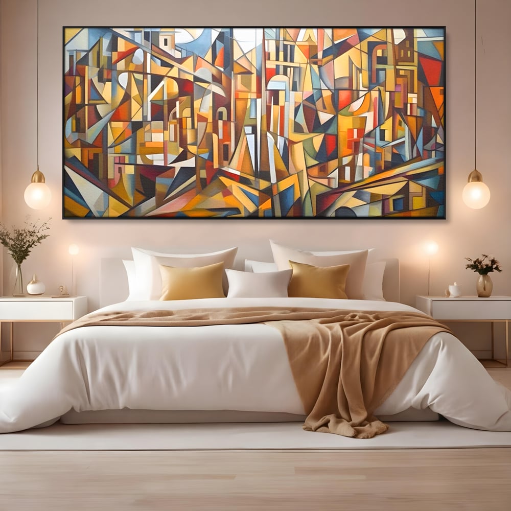 Tablou Canvas Premium LuxCanva® A1608, Oras Mozaic , Room, Abstract, Decorativ, Colorat, Dormitor, Culori Vibrante