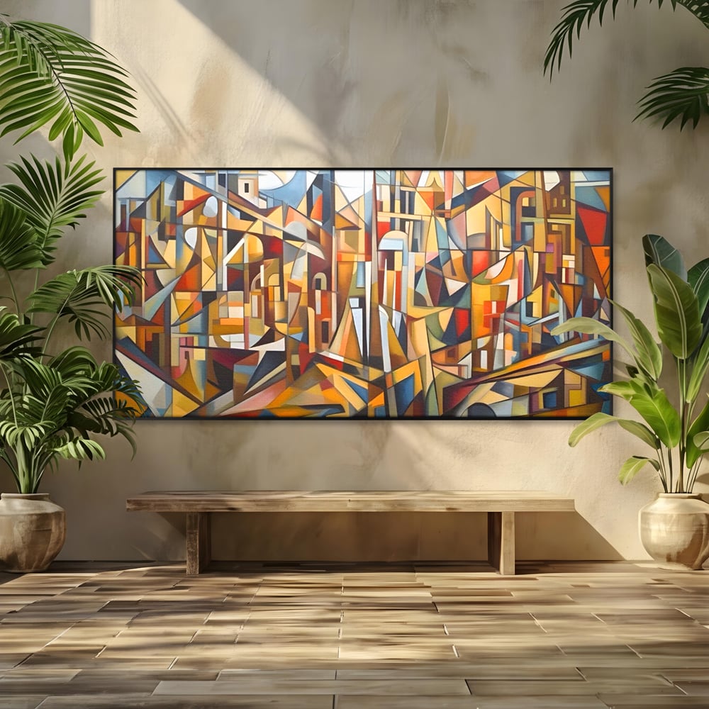 Tablou Canvas Premium LuxCanva® A1608, Oras Mozaic , Room, Abstract, Decorativ, Colorat, Dormitor, Culori Vibrante
