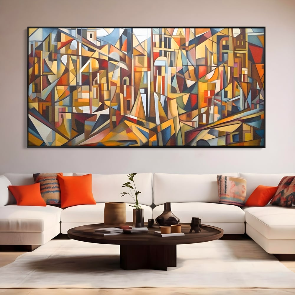 Tablou Canvas Premium LuxCanva® A1608, Oras Mozaic , Room, Abstract, Decorativ, Colorat, Dormitor, Culori Vibrante
