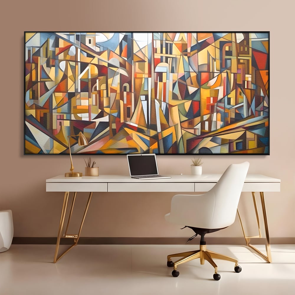 Tablou Canvas Premium LuxCanva® A1608, Oras Mozaic , Room, Abstract, Decorativ, Colorat, Dormitor, Culori Vibrante