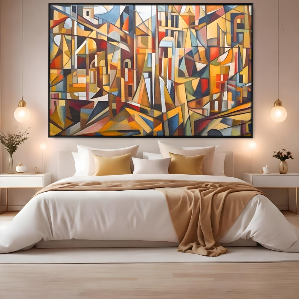 Tablou Canvas Premium LuxCanva® A1608, Oras Mozaic , Room, Abstract, Decorativ, Colorat, Dormitor, Culori Vibrante