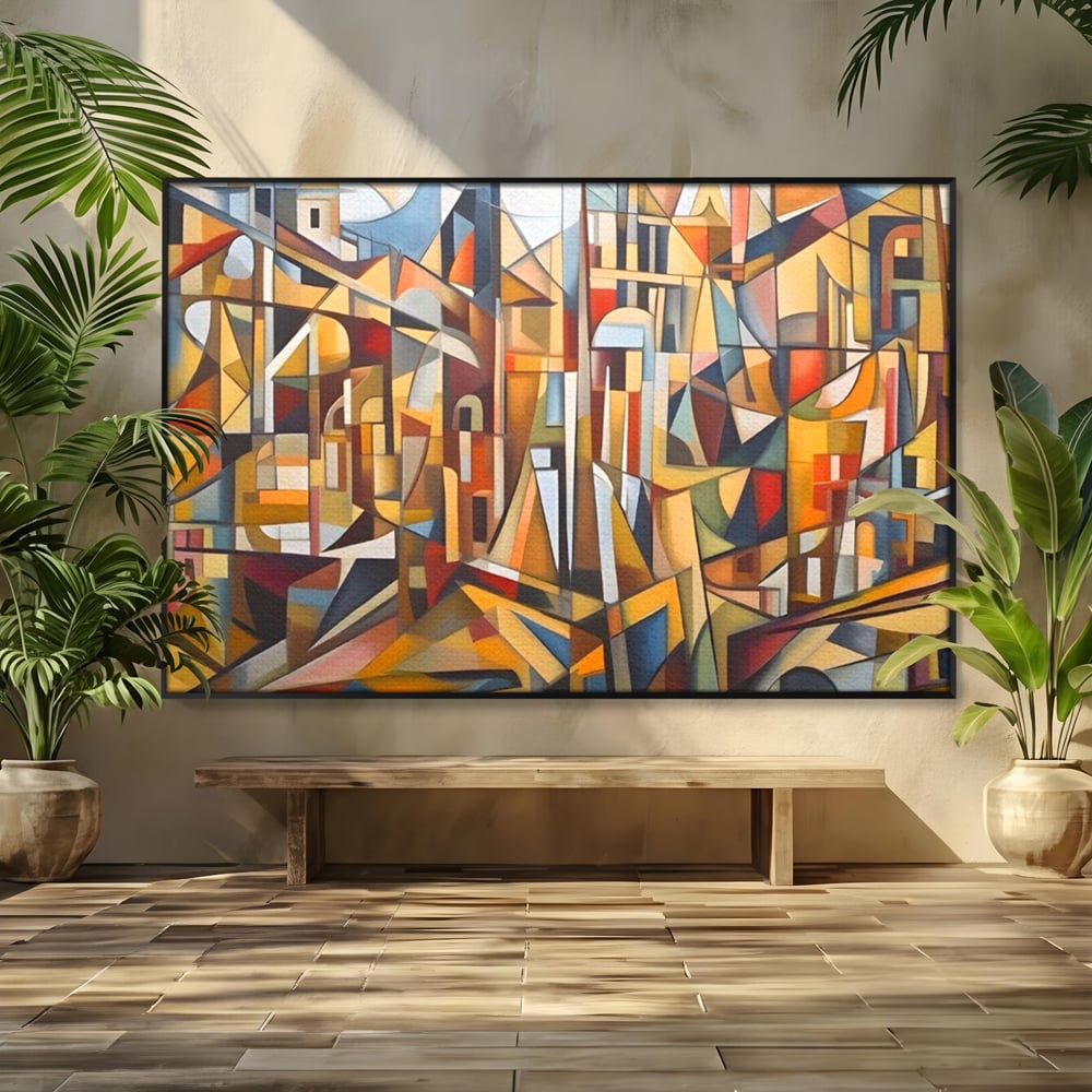 Tablou Canvas Premium LuxCanva® A1608, Oras Mozaic , Room, Abstract, Decorativ, Colorat, Dormitor, Culori Vibrante
