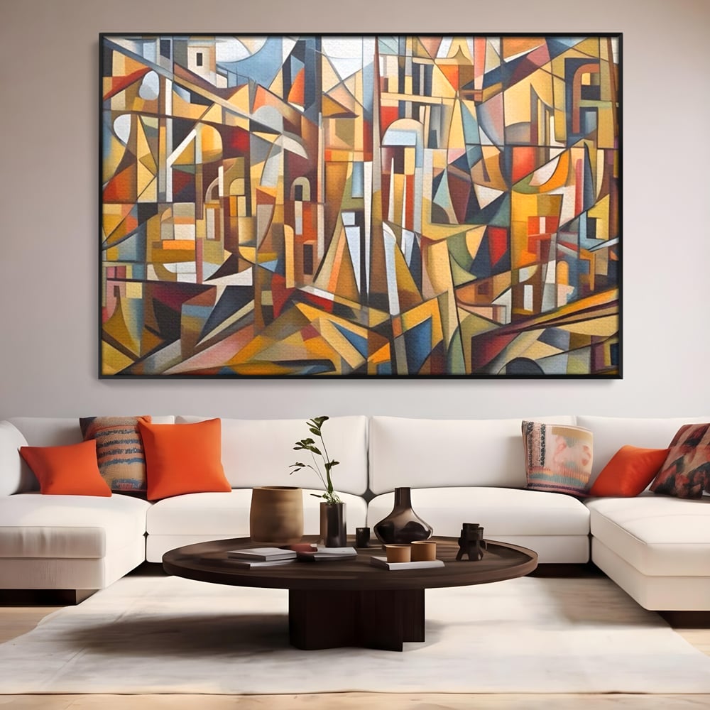 Tablou Canvas Premium LuxCanva® A1608, Oras Mozaic , Room, Abstract, Decorativ, Colorat, Dormitor, Culori Vibrante
